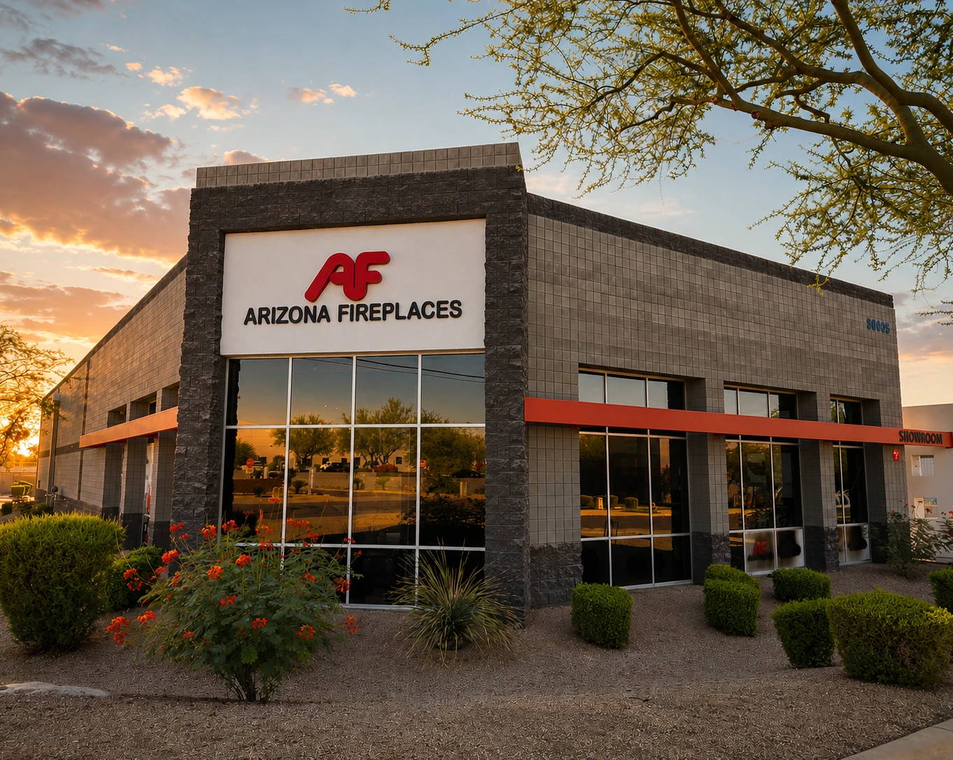 A fireplace from the Arizona Fireplaces showroom
