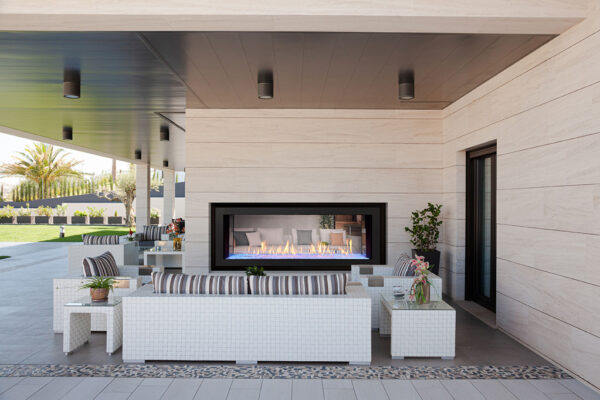 Sofa and television on luxury patio