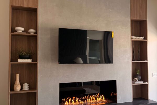 summit_single-sided_linear-fireplace-wood-shelving-wall